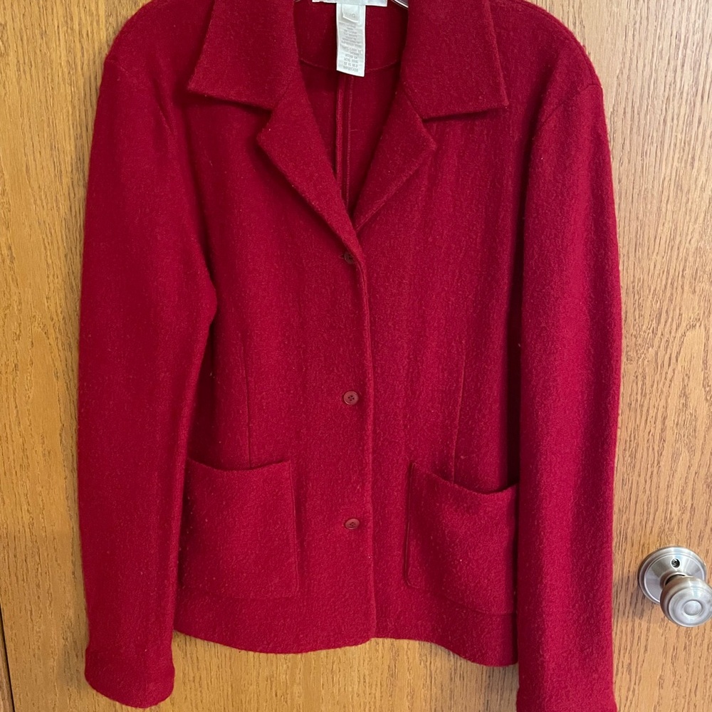 Classic Red Women's Wool Blazer Jacket